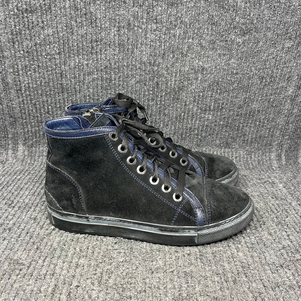 Anine Bing Nico High Top Suede Leather Side Zip Sneakers Black Women’s 38 / US 9